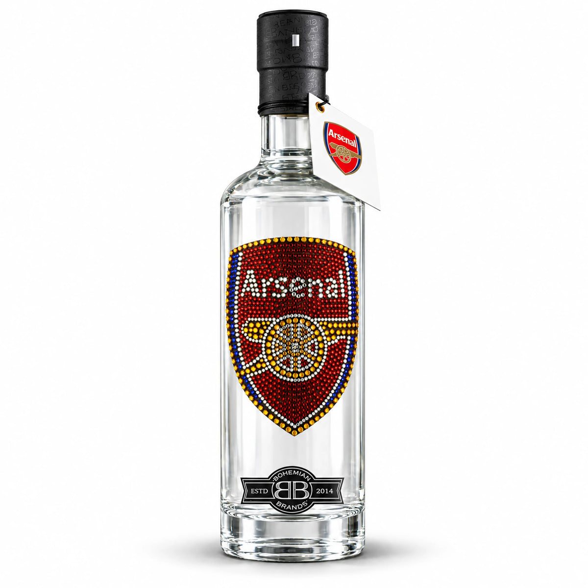 Arsenal FC Vodka Crystal Edition bottle with crystal crest