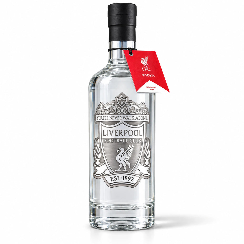 Liverpool FC Vodka Pewter Edition bottle with pewter crest